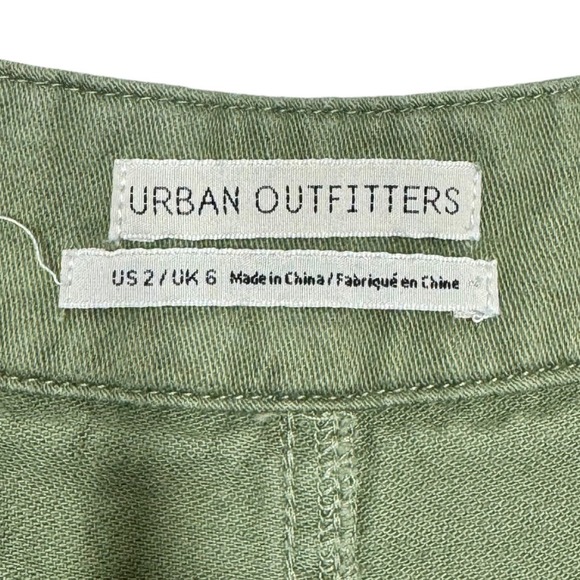 Urban Outfitters Lance Utility Trouser Pants 2 Green High Rise Button Front - Picture 6 of 8